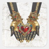 Het offer - Hart in Handen Vierkante Sticker (Voorkant)