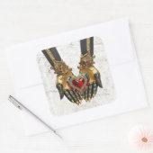 Het offer - Hart in Handen Vierkante Sticker (Envelop)