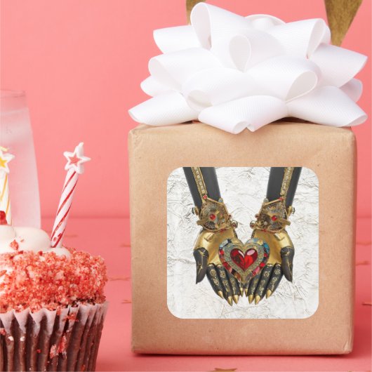 Het offer - Hart in Handen Vierkante Sticker (Feest)