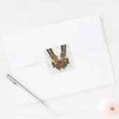 Het offer - Hart in Handen Vierkante Sticker (Envelop)