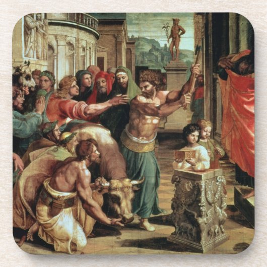 Het offer in Lystra (cartoon voor de Sistine C Bier Onderzetter (Voorkant)