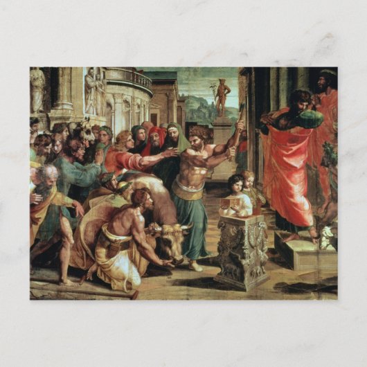 Het offer in Lystra (cartoon voor de Sistine C Briefkaart (Voorkant)