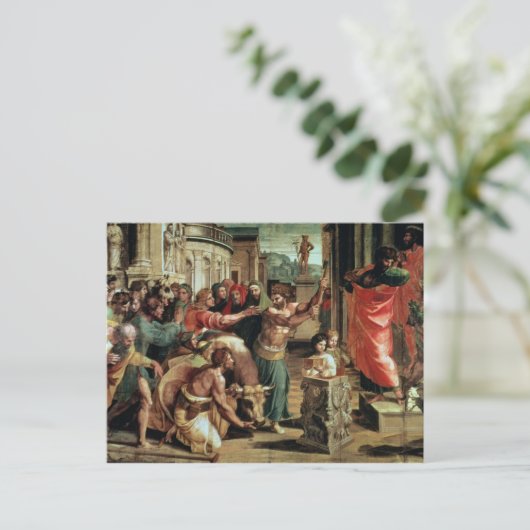 Het offer in Lystra (cartoon voor de Sistine C Briefkaart (Staand voorkant)