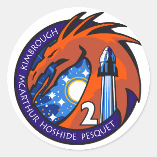 Het officiële SpaceX Crew-2 insigne Logo Ronde Sticker