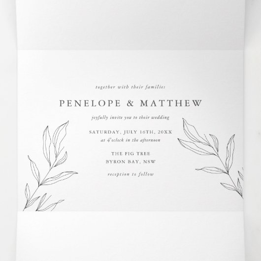 Het olievloeistof van de lijn allen in één uitnodi drieluik uitnodiging (Binnenkant midden)