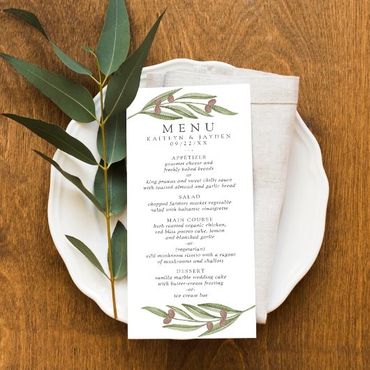 Het Olive Branch Wedding Collectie - Menu