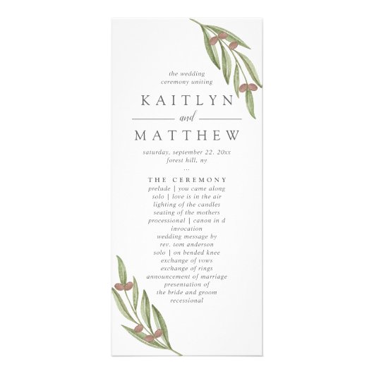 Het Olive Branch Wedding Collectie - Programma (Voorkant)