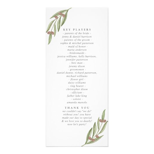 Het Olive Branch Wedding Collectie - Programma (Achterkant)