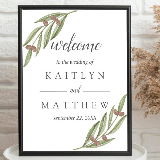 Het Olive Branch Wedding Collectie Welkom Poster