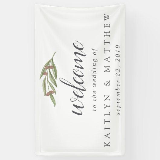 Het Olive Branch Wedding Collectie Welkom Spandoek (Verticaal)