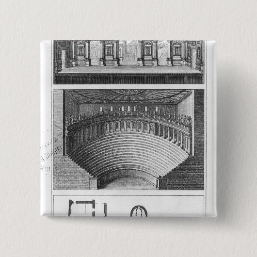 Het Olympisch theater in Vicenza Vierkante Button 5,1 Cm (Voorkant)