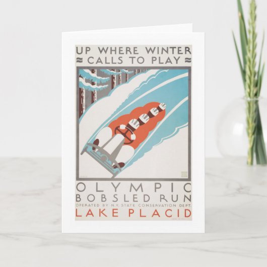 Het olympische Lake Placid 1936 WPA van de Pret Kaart (Voorkant)