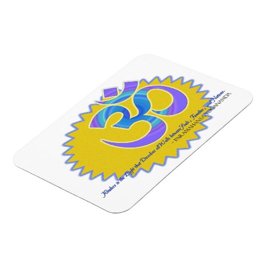 Het OM Aum symbool Paramahansa Yogananda citaat Magneet (Linkerzijde)