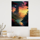 Het omarmen van de magie van de Oerwoud zonsonderg Poster (Keuken)