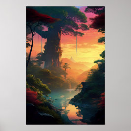 Het omarmen van de magie van de Oerwoud zonsonderg Poster