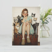 Het omarmen van de Retro Crazy Cat Lady Vibes Kaart (Staand voorkant)