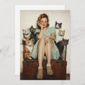 Het omarmen van de Retro Crazy Cat Lady Vibes Kaart (Voorkant / Achterkant)