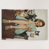 Het omarmen van de Retro Crazy Cat Lady Vibes Legpuzzel (Horizontaal)