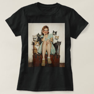 Het omarmen van de Retro Crazy Cat Lady Vibes T-shirt