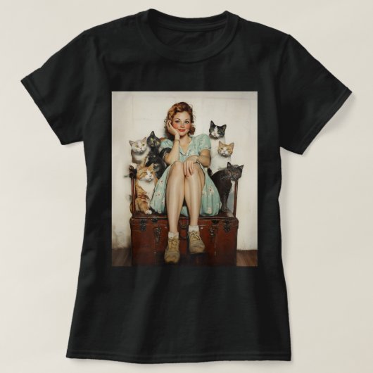 Het omarmen van de Retro Crazy Cat Lady Vibes T-shirt (Design voorkant)
