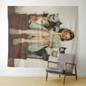 Het omarmen van de Retro Crazy Cat Lady Vibes Wandkleed (In Situ (horizontaal))