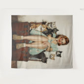 Het omarmen van de Retro Crazy Cat Lady Vibes Wandkleed (Voorkant (horizontaal))