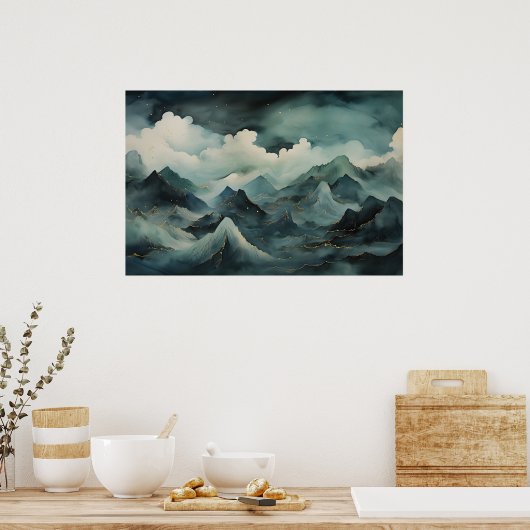 Het omarmen van mist, wolken en de schoonheid van  poster (Keuken)