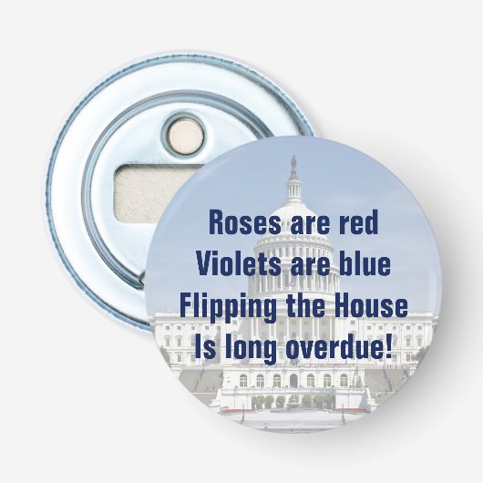 Het omdraaien van de Tweede Kamer Button Flesopener (Voorkant)