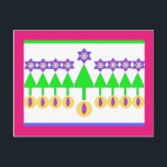 Het omgekeerde Briefkaart van de Chanoeka van<br><div class="desc">Als u vrienden hebt die Chrismukkah vieren,  is hier de perfecte kaart. Één manier het is een bos van Kerstmis. Ondersteboven is het een Chanoeka Menorah!</div>