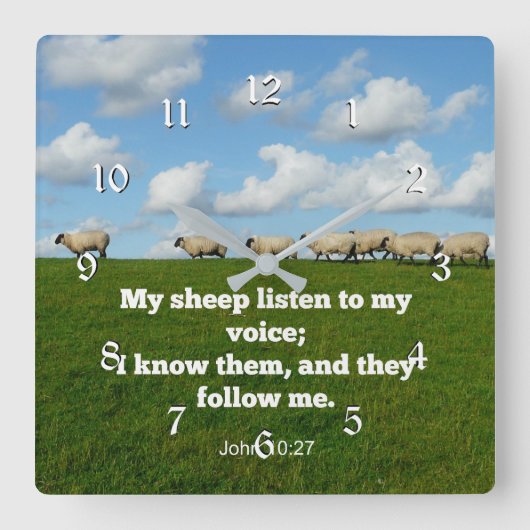 Het omgekeerde van de manuscripten, John 10:27 Mij Vierkante Klok (Voorkant)