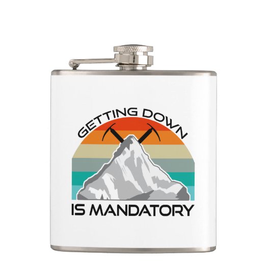 Het omlaag brengen is een verplichte bergbeklimmin heupfles (Voorkant)