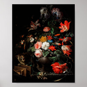 Het omverdraaide bouquet Abraham Mignon schilderen Poster