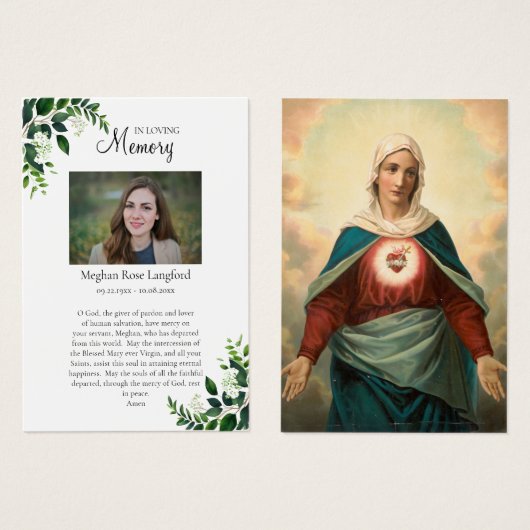 Het Onbevlekt Hart van Maria Begrafenis Kaart (Voorkant /achterkant)