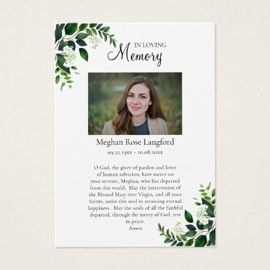 Het Onbevlekt Hart van Maria Begrafenis Kaart (Voorkant)