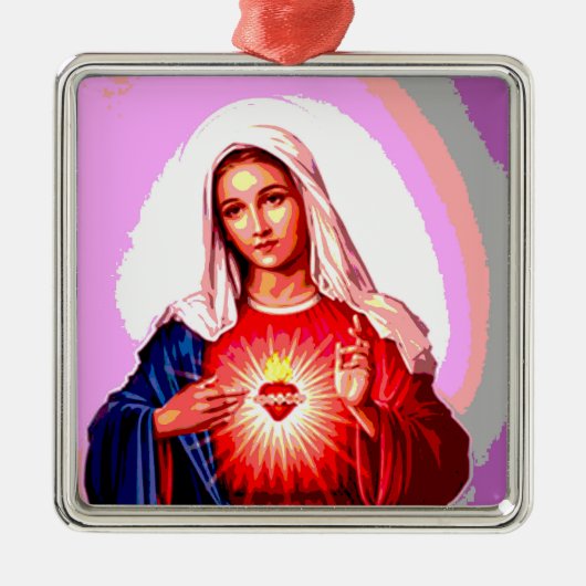 Het Onbevlekte Hart van de Maagd Maria Metalen Ornament (Voorkant)
