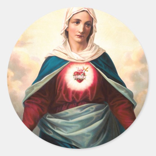 Het Onbevlekte Hart van Maria Ronde Sticker (Voorkant)