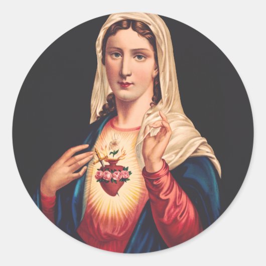 Het Onbevlekte Hart van Maria Ronde Sticker (Voorkant)