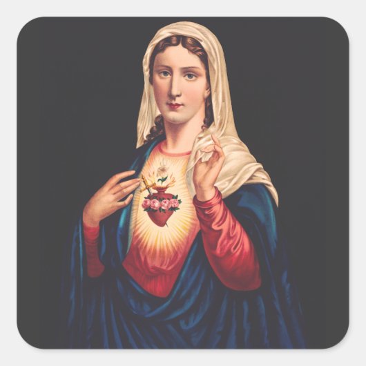 Het Onbevlekte Hart van Maria Vierkante Sticker (Voorkant)