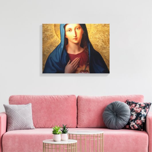 Het onbevlekte hart van Mary Canvas Afdruk (Insitu (Woonkamer))