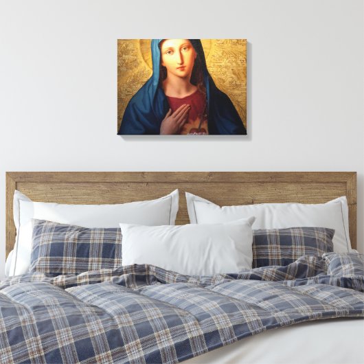Het onbevlekte hart van Mary Canvas Afdruk (Insitu (Slaapkamer))
