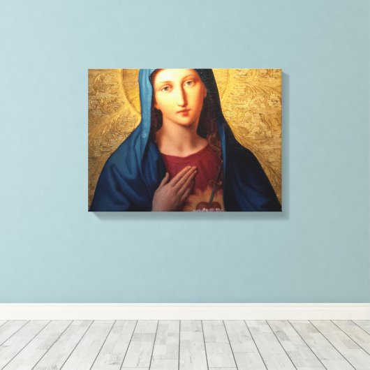 Het onbevlekte hart van Mary Canvas Afdruk (Insitu (Houten vloer))