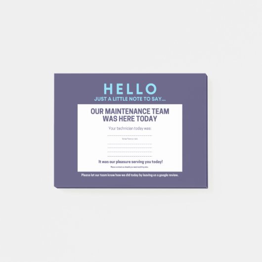 "Het onderhoud was hier" Post-it® Notes (Voorkant)