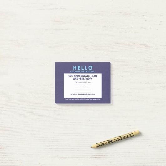 "Het onderhoud was hier" Post-it® Notes (Op bureau)