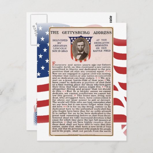 Het onderwerp Inauguratie in Gettysburg Briefkaart (Voorkant / Achterkant)