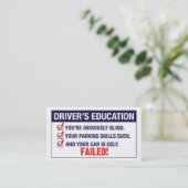 Het onderwijs van de bestuurder is mislukt visitekaartje (Staand voorkant)