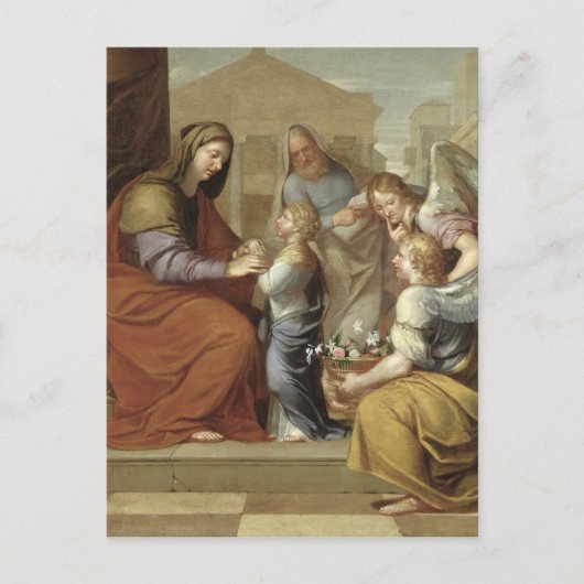 Het onderwijs van de Maagd, 1658 Briefkaart (Voorkant)