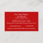 Het onderwijzen is een Werk van de Kaarten van de  Visitekaartje (Achterkant)