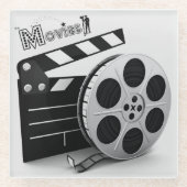 *Het Onderzetter Films* Clapper & Reel Glazen Onderzetter (Voorkant)