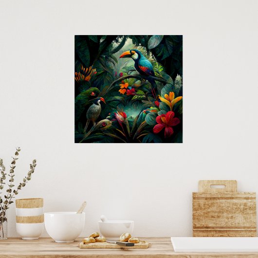 Het onderzoeken van een Lush Oerwoud Landschap doo Poster (Keuken)