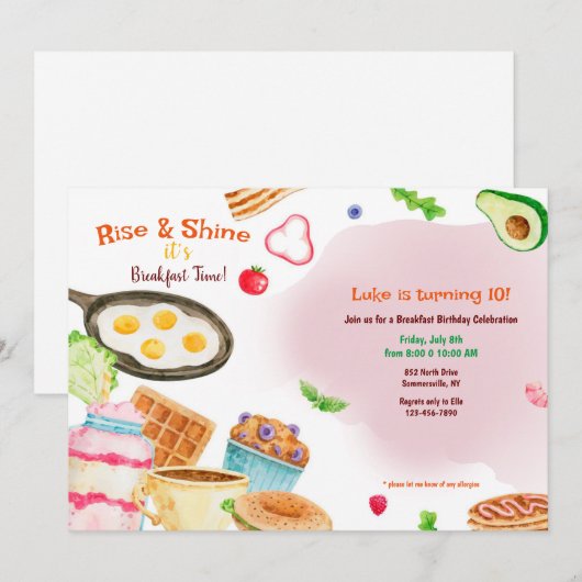 Het ontbijt wordt geserveerd kaart (Voorkant / Achterkant)